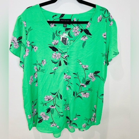 PREMISE | Women's Kelly Lavender Tulip Sleeve Floral Printed Blouse NWT 1X - Picture 8 of 12